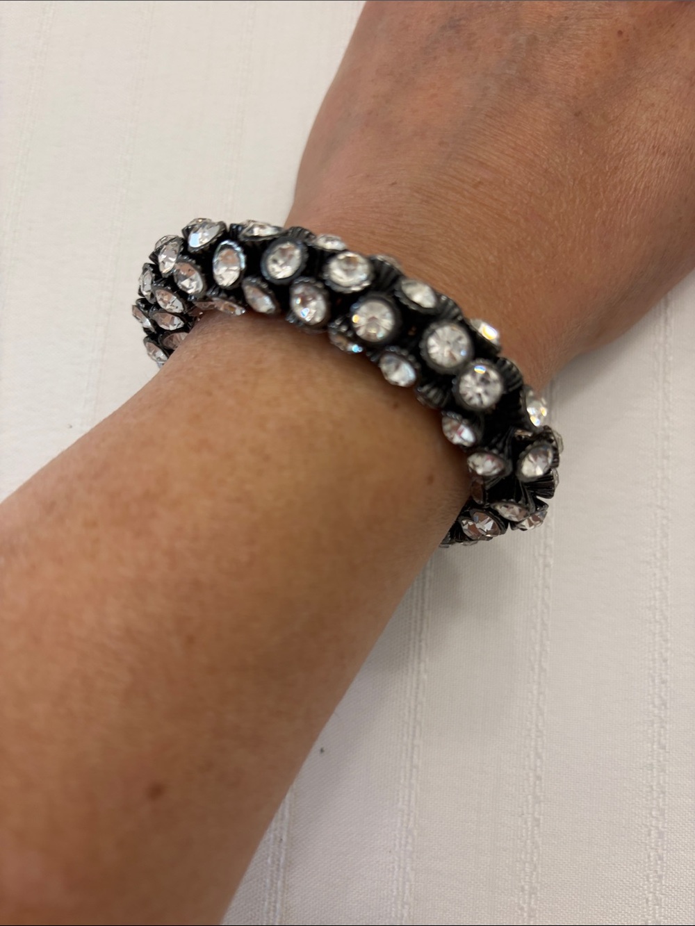 Crystal Embellished Black Stretch Bracelet